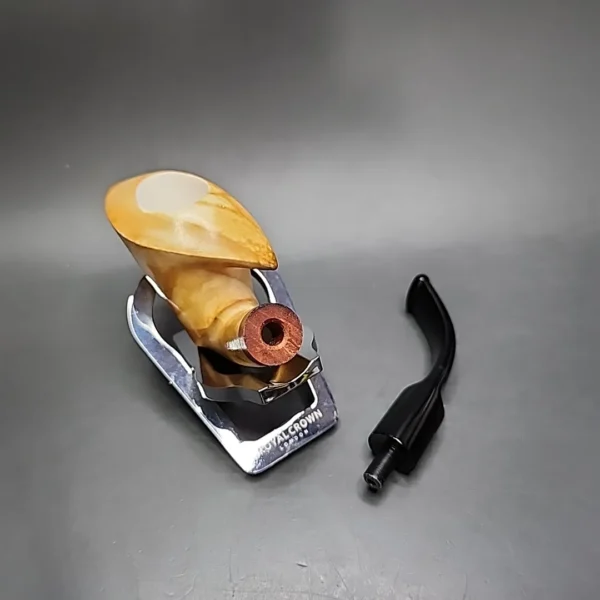 MBSD Meerschaum Deluxe Asymmetrical Freehand Block Meerschaum Pipe, Briar-Mortise - Image 10