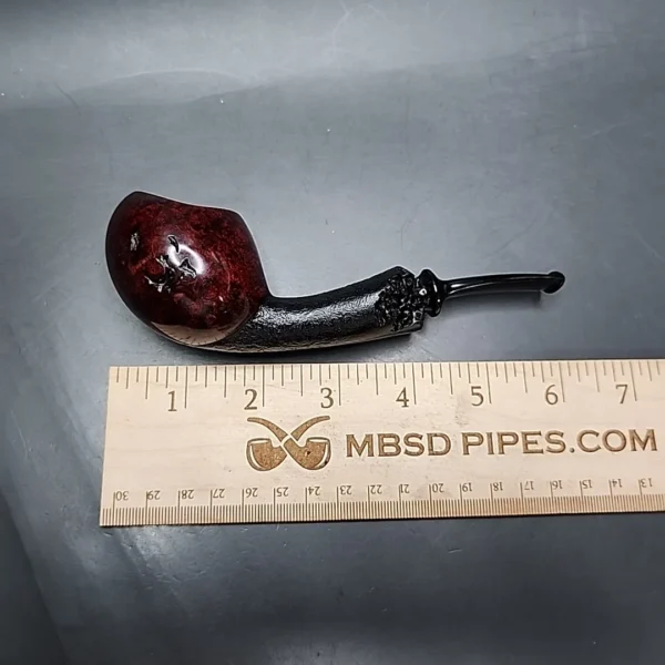 J Mouton Partially Sandblasted Spearfish Handmade Briar Pipe, New - Image 12
