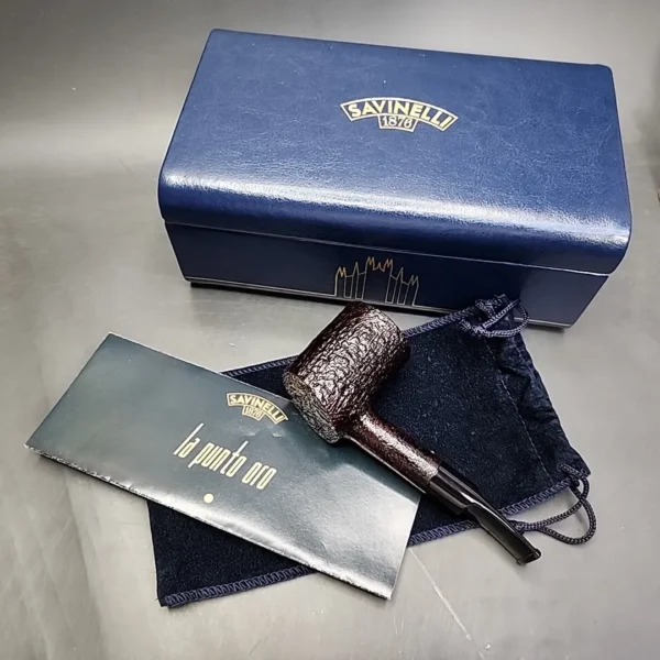 Savinelli Punto Oro Gold 311 KS Sandblasted Poker Estate Briar Pipe, Unsmoked, 9mm - Image 13