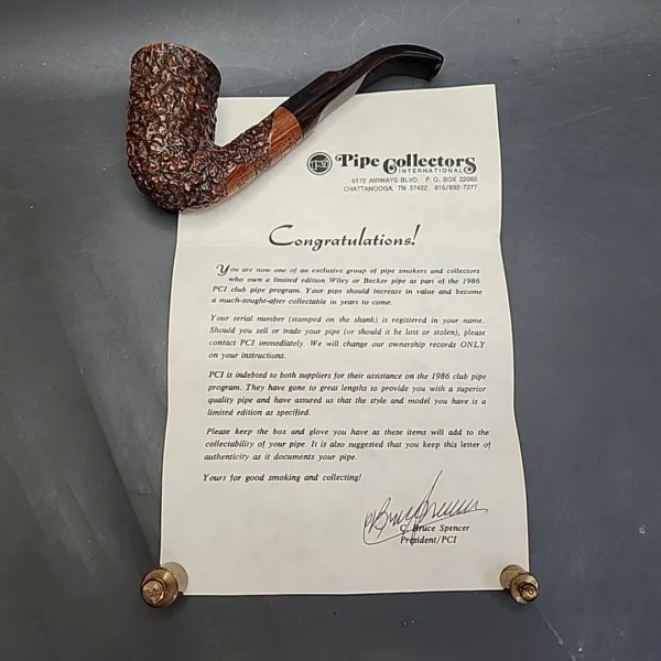 Randy Wiley for PCI 1986, Sea Reef Bent Stack Estate Briar Pipe, Unsmoked - Image 14