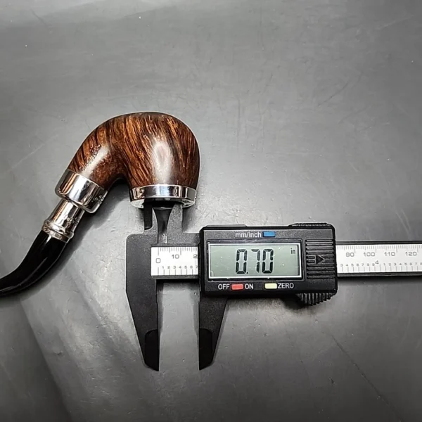 Peterson Flame Grain Spigot w/ Silver Cap 221 Smooth Bent Billiard Estate Briar Pipe, Irish Estates - Image 13