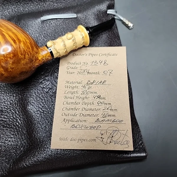 Doctors Pipes Double Flash Bamboo Brandy Handmade Briar Pipe, New - Image 16