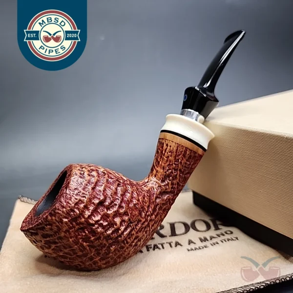 Ardor Urano Fantasy 2020 Sandblasted Bent Egg Estate Briar Pipe, 9mm, Italian Estates