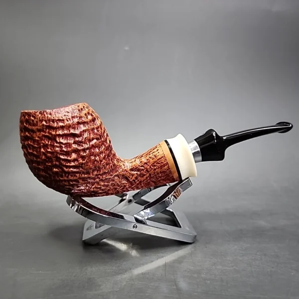 Ardor Urano Fantasy 2020 Sandblasted Bent Egg Estate Briar Pipe, 9mm, Italian Estates - Image 4