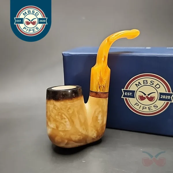 MBSD Meerschaum Deluxe Oom Paul Block Meerschaum Pipe, Briar-Mortise