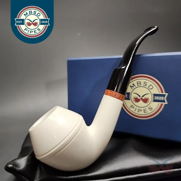 MBSD Meerschaum Deluxe Bent Rhodesian Block Meerschaum, Pipe Briar-Mortise