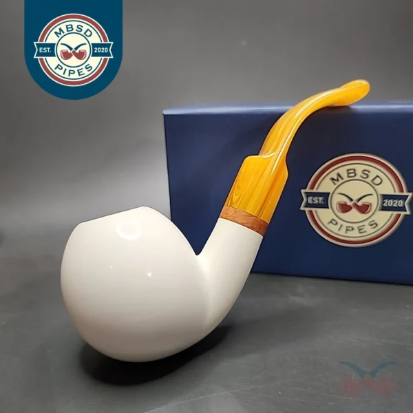 MBSD Meerschaum Deluxe Bent Apple Block Meerschaum Pipe, Briar-Mortise