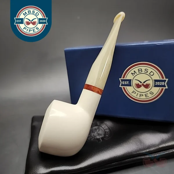 MBSD Meerschaum Deluxe Straight Pot Block Meerschaum Pipe, Briar-Mortise