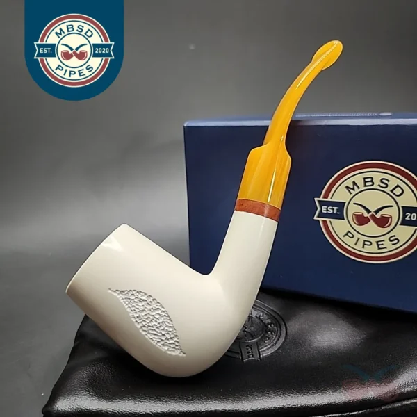 MBSD Meerschaum Deluxe Stack Billiard Block Meerschaum Pipe, Briar-Mortise