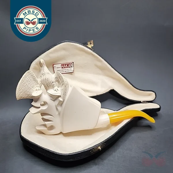 Hakan Magnum Bald Eagle Block Meerschaum Pipe, Unsmoked