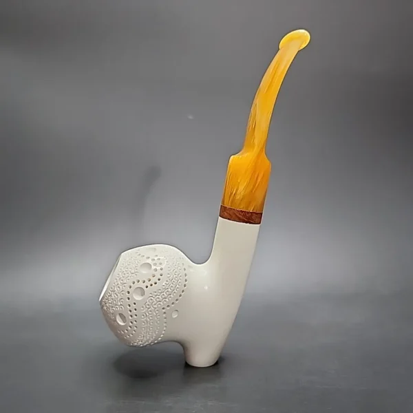 MBSD Meerschaum Deluxe Lattice Cavalier Block Meerschaum Pipe, Briar-Mortise - Image 3