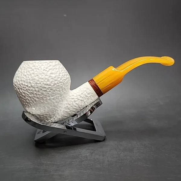 MBSD Meerschaum Deluxe Bent Rhodesian Block Meerschaum Pipe, Briar-Mortise - Image 3
