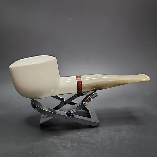 MBSD Meerschaum Deluxe Straight Pot Block Meerschaum Pipe, Briar-Mortise - Image 3