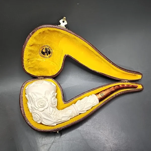 CAO Magnum Floral Dublin Estate Block Meerschaum Pipe & Fitted Case, Turkish Estates - Image 3