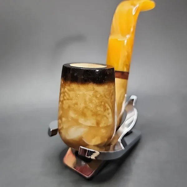 MBSD Meerschaum Deluxe Oom Paul Block Meerschaum Pipe, Briar-Mortise - Image 4