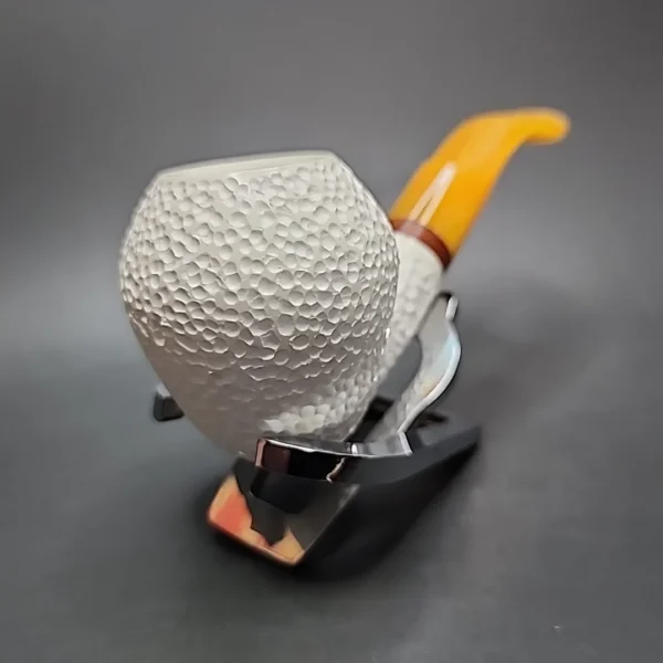MBSD Meerschaum Deluxe Bent Rhodesian Block Meerschaum Pipe, Briar-Mortise - Image 4