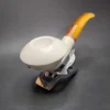 MBSD Meerschaum Deluxe Bent Rhodesian Block Meerschaum Pipe, Briar-Mortise - Image 4