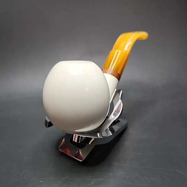 MBSD Meerschaum Deluxe Bent Apple Block Meerschaum Pipe, Briar-Mortise - Image 4