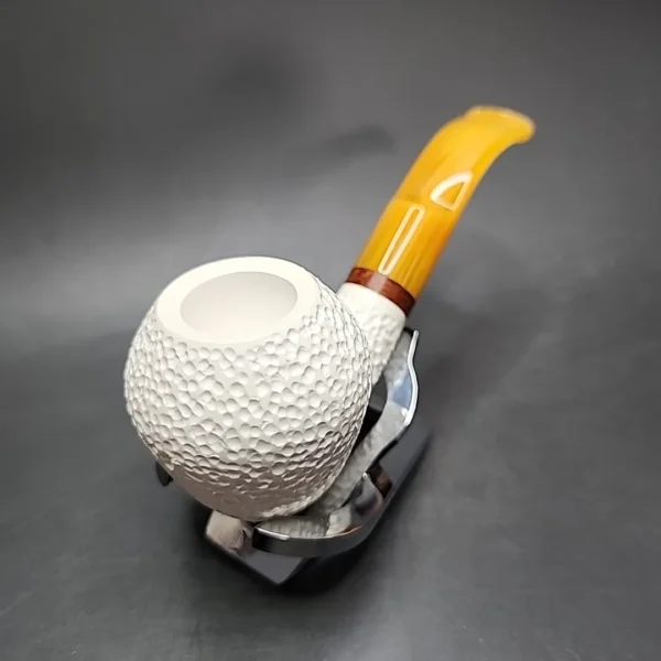 MBSD Meerschaum Deluxe Bent Rhodesian Block Meerschaum Pipe, Briar-Mortise - Image 5
