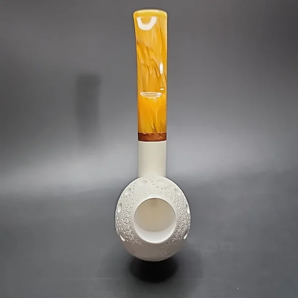 MBSD Meerschaum Deluxe Lattice Cavalier Block Meerschaum Pipe, Briar-Mortise - Image 6
