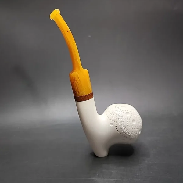 MBSD Meerschaum Deluxe Lattice Cavalier Block Meerschaum Pipe, Briar-Mortise - Image 7
