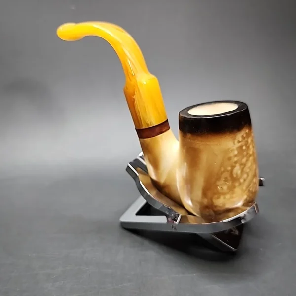 MBSD Meerschaum Deluxe Oom Paul Block Meerschaum Pipe, Briar-Mortise - Image 7