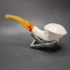 MBSD Meerschaum Deluxe Bent Rhodesian Block Meerschaum Pipe, Briar-Mortise - Image 7