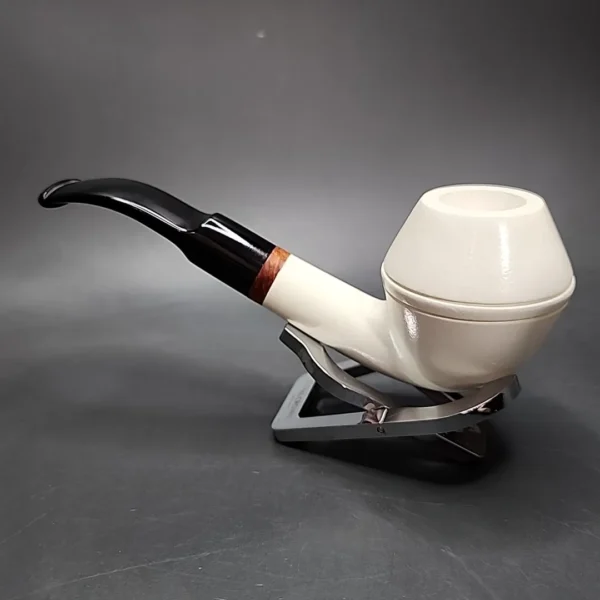 MBSD Meerschaum Deluxe Bent Rhodesian Block Meerschaum, Pipe Briar-Mortise - Image 7