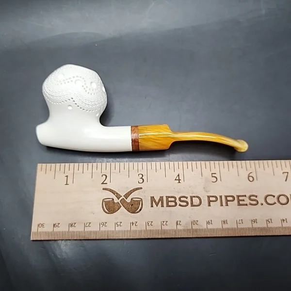 MBSD Meerschaum Deluxe Lattice Cavalier Block Meerschaum Pipe, Briar-Mortise - Image 8