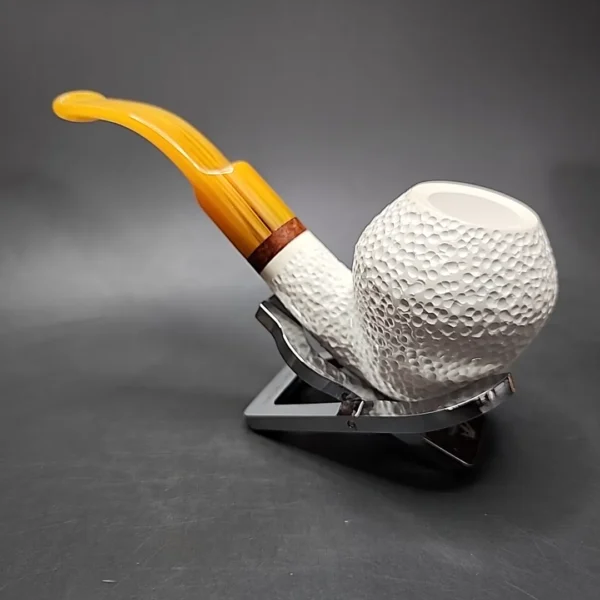 MBSD Meerschaum Deluxe Bent Rhodesian Block Meerschaum Pipe, Briar-Mortise - Image 8