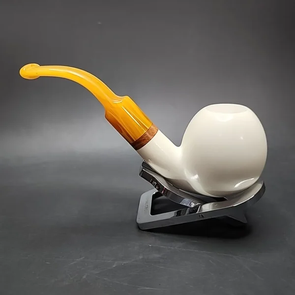 MBSD Meerschaum Deluxe Bent Apple Block Meerschaum Pipe, Briar-Mortise - Image 8