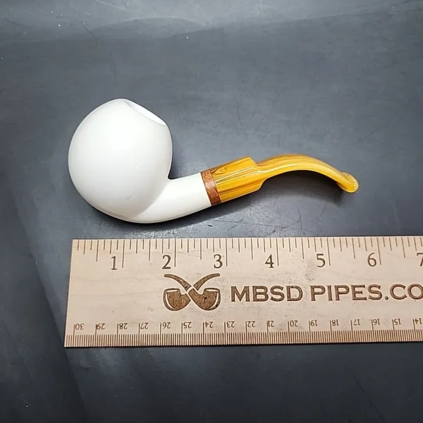 MBSD Meerschaum Deluxe Bent Apple Block Meerschaum Pipe, Briar-Mortise - Image 9