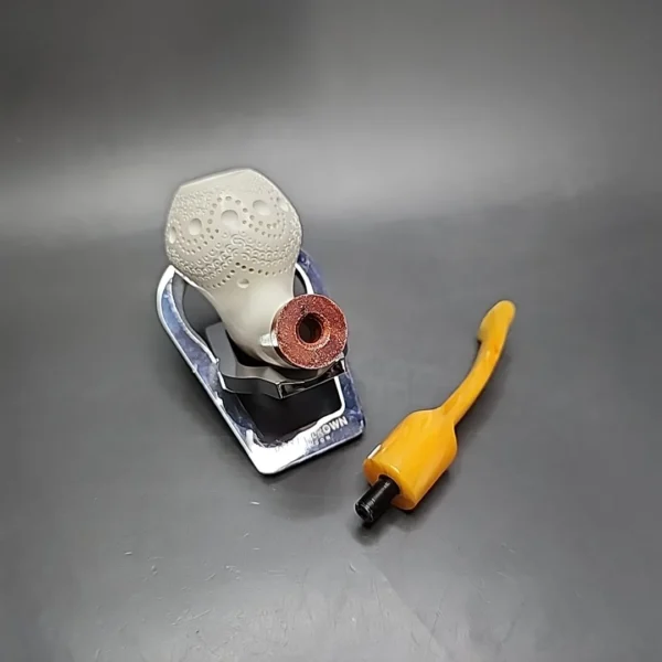 MBSD Meerschaum Deluxe Lattice Cavalier Block Meerschaum Pipe, Briar-Mortise - Image 10