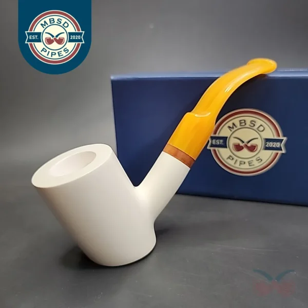 MBSD Meerschaum Deluxe Cherrywood Block Meerschaum Pipe, Briar-Mortise, New