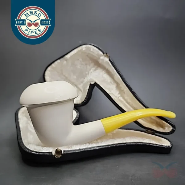 Vintage Calabash Block Meerschaum Estate Pipe, Fitted Case