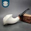 MBSD Meerschaum Deluxe Bent Freehand Horn Block Meerschaum Pipe, Briar-Mortise