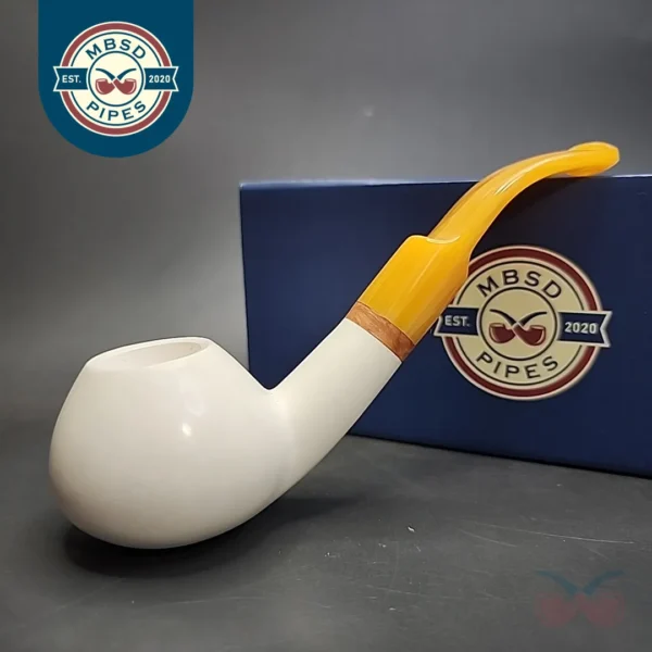 MBSD Meerschaum Deluxe Author Block Meerschaum Pipe, Briar-Mortise