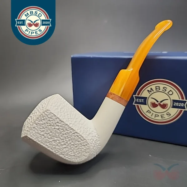 MBSD Meerschaum Deluxe Panel Dublin Block Meerschaum Pipe, Briar-Mortise