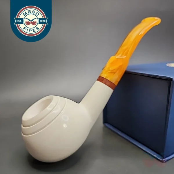 MBSD Meerschaum Smooth Author Block Meerschaum Pipe, Briar-Mortise