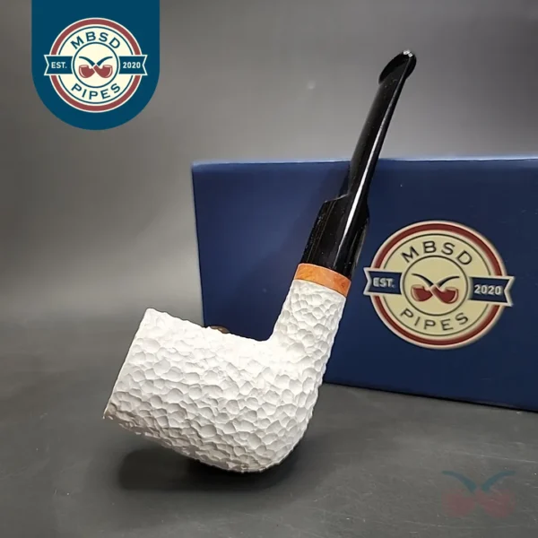 MBSD Meerschaum Deluxe Rusticated Billiard Block Meerschaum Pipe, Briar-Mortise