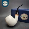 MBSD Meerschaum Deluxe Bent Rhodesian Block Meerschaum Pipe, Briar-Mortise, 9mm