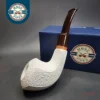MBSD Meerschaum Deluxe Rusticated Horn Block Meerschaum Pipe, Briar-Mortise, 9mm