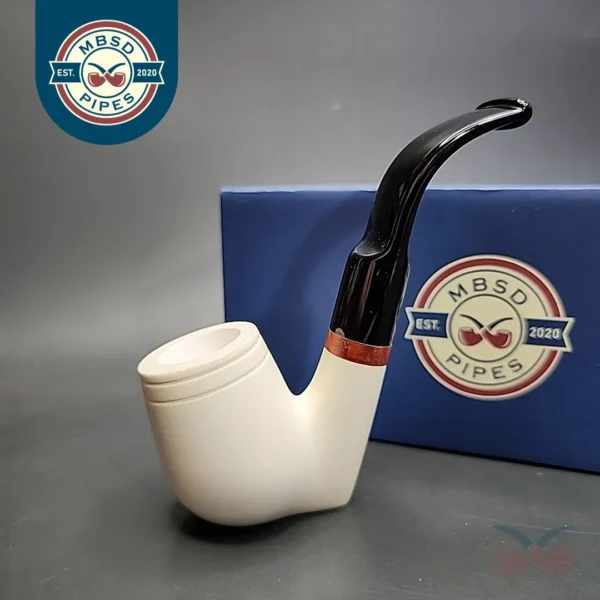 MBSD Meerschaum Deluxe Oom Paul Sitter Block Meerschaum Pipe, Briar-Mortise