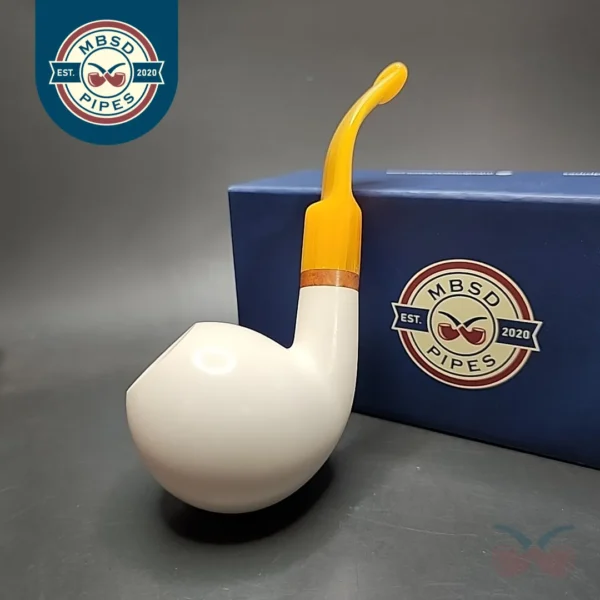 MBSD Meerschaum Deluxe Smooth Bent Apple Block Meerschaum Pipe Briar-Mortise