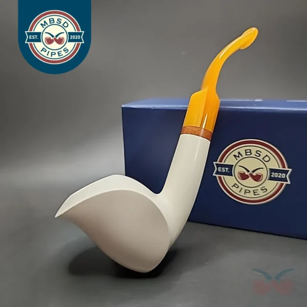 MBSD Meerschaum Deluxe Smooth Swan Block Meerschaum Pipe, Briar-Mortise