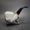 MBSD Meerschaum Deluxe Smooth Bent Rhodesian Block Meerschaum Pipe, Briar-Mortise, New - Image 3