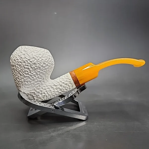 MBSD Meerschaum Deluxe Rusticated Rhodesian Block Meerschaum Pipe, Briar-Mortise, New - Image 3
