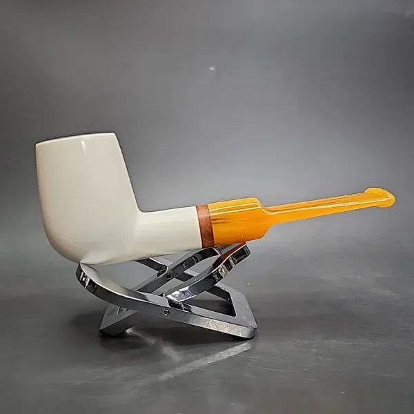 MBSD Meerschaum Deluxe Lovat Block Meerschaum Pipe, Briar-Mortise - Image 3
