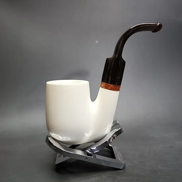 MBSD Meerschaum Deluxe Oom Paul Block Meerschaum Pipe, Briar-Mortise - Image 3