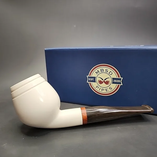 MBSD Meerschaum Deluxe Belge Block Meerschaum Pipe, Briar-Mortise - Image 3